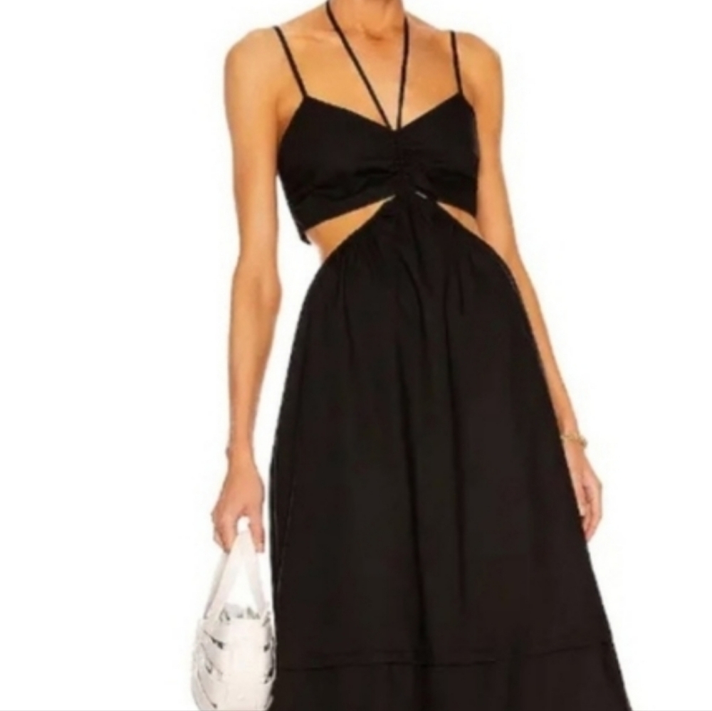 NICHOLAS Baylee Cotton Poplin Dress in Black